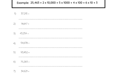 Place Values Worksheet – Write 5 Digit Numbers in Expanded Form