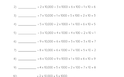 Place Values Worksheet – Write 5 Digit Numbers in Normal Form