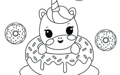 Adorable Unicorn Donut Coloring Page