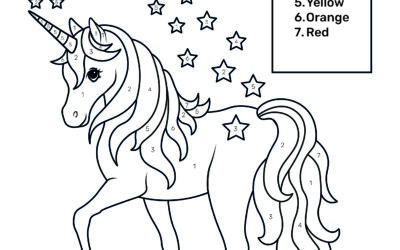 Coloring By Numbers Unicorn Coloring Sheet