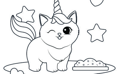 Cute Unicorn Cat Coloring Page
