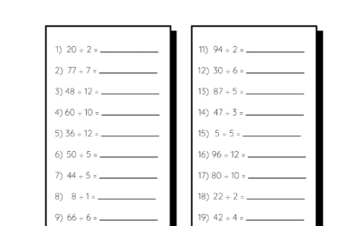 Division Worksheet – Dividing by Number 1-12