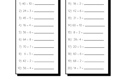 Division Worksheet – Dividing by Numbers 1-10