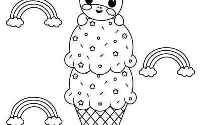 Double Scoop Ice Cream Unicorn Coloring Page