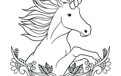 Flowers and Unicorn Coloring Page
