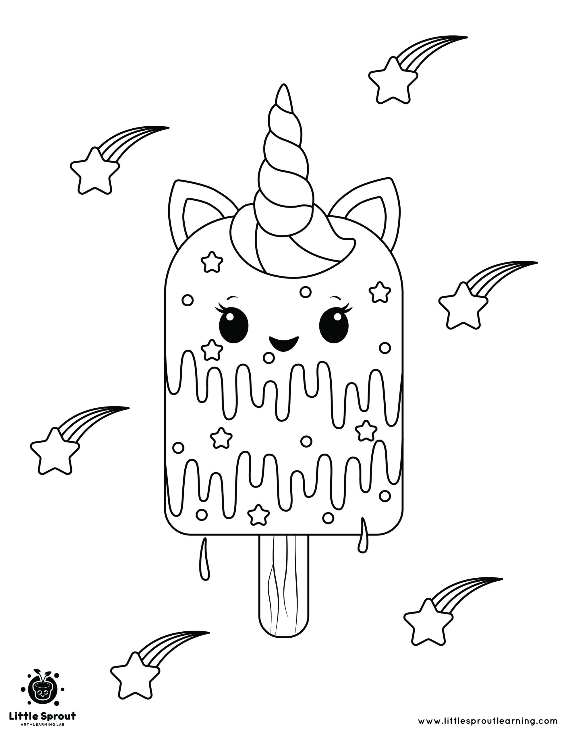 Ice Cream Bar Unicorn Coloring Page
