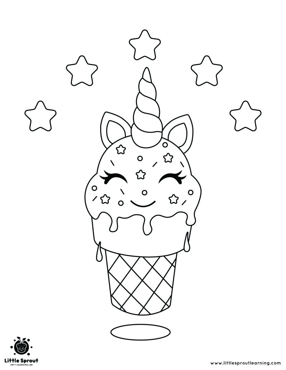 Ice Cream Unicorn Coloring Page - Little Sprout Art + Learning Lab