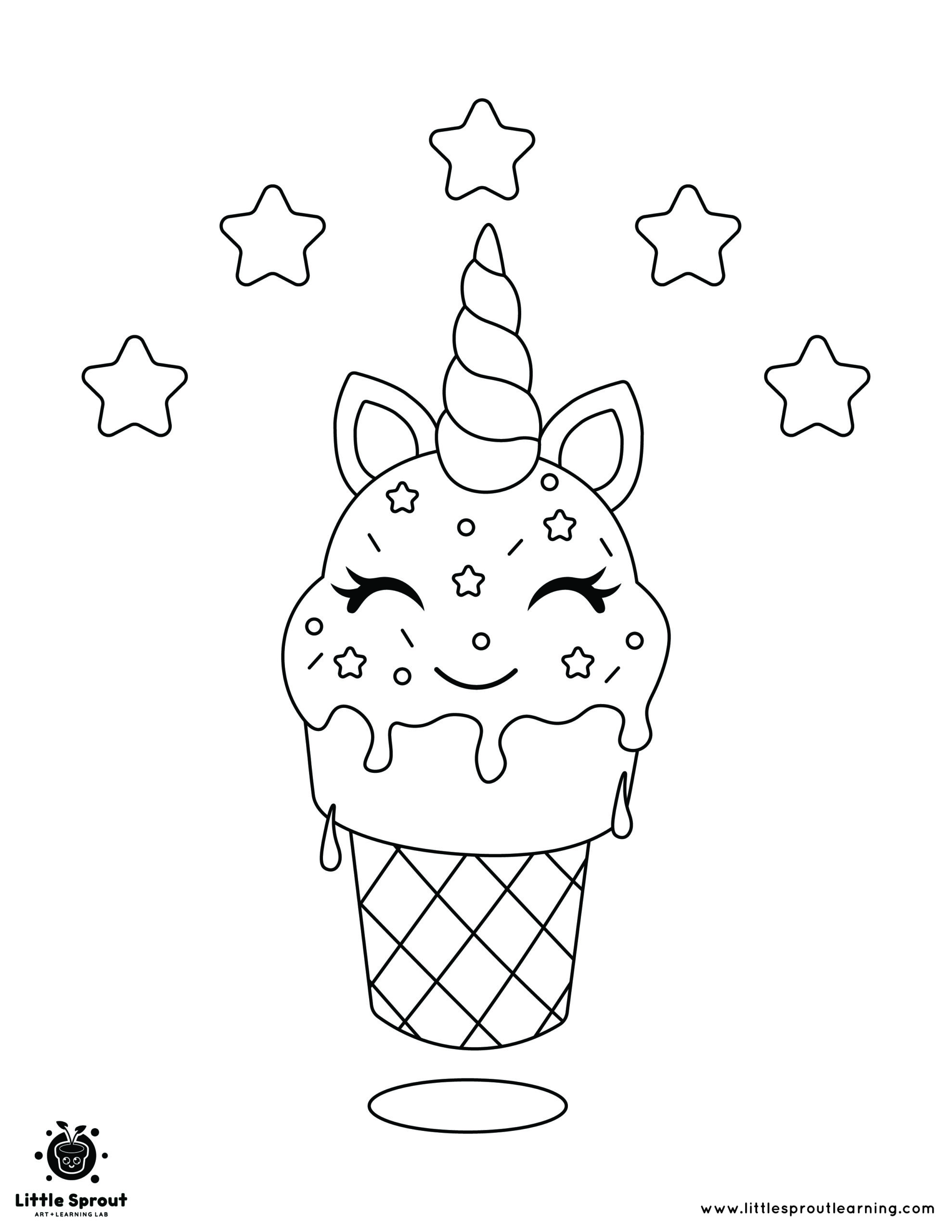 Ice cream Unicorn Coloring Page