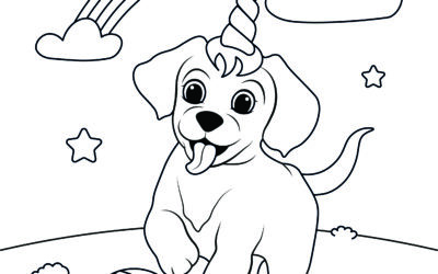 Playing Unicorn Dog Coloring Page