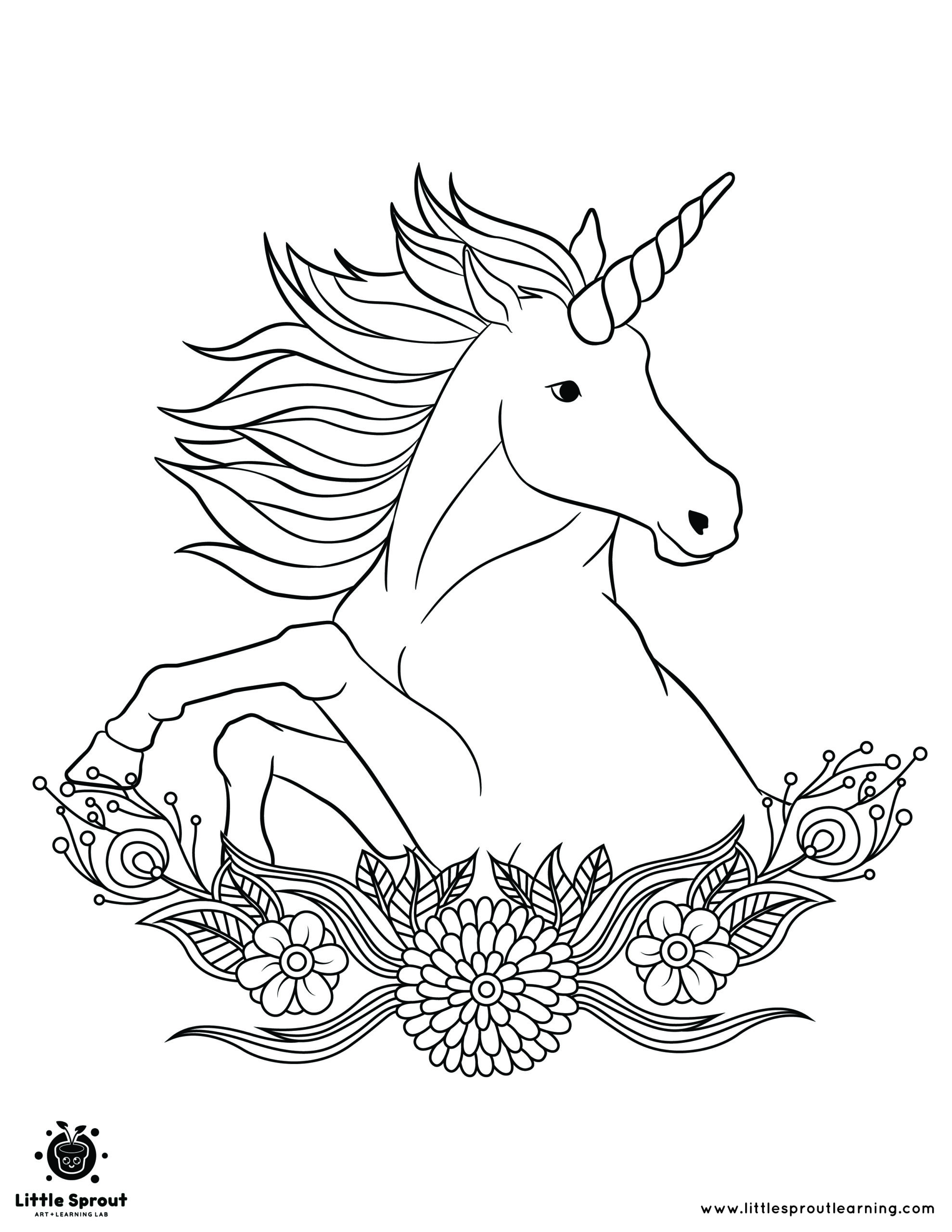 Portrait Unicorn Coloring Page
