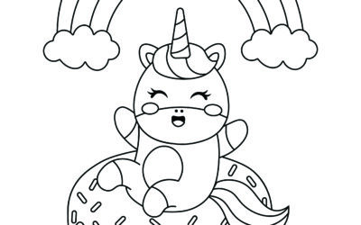 Rainbow Donut Unicorn Coloring Page