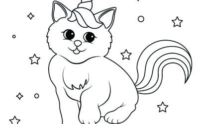 Unicorn Cat Coloring Page