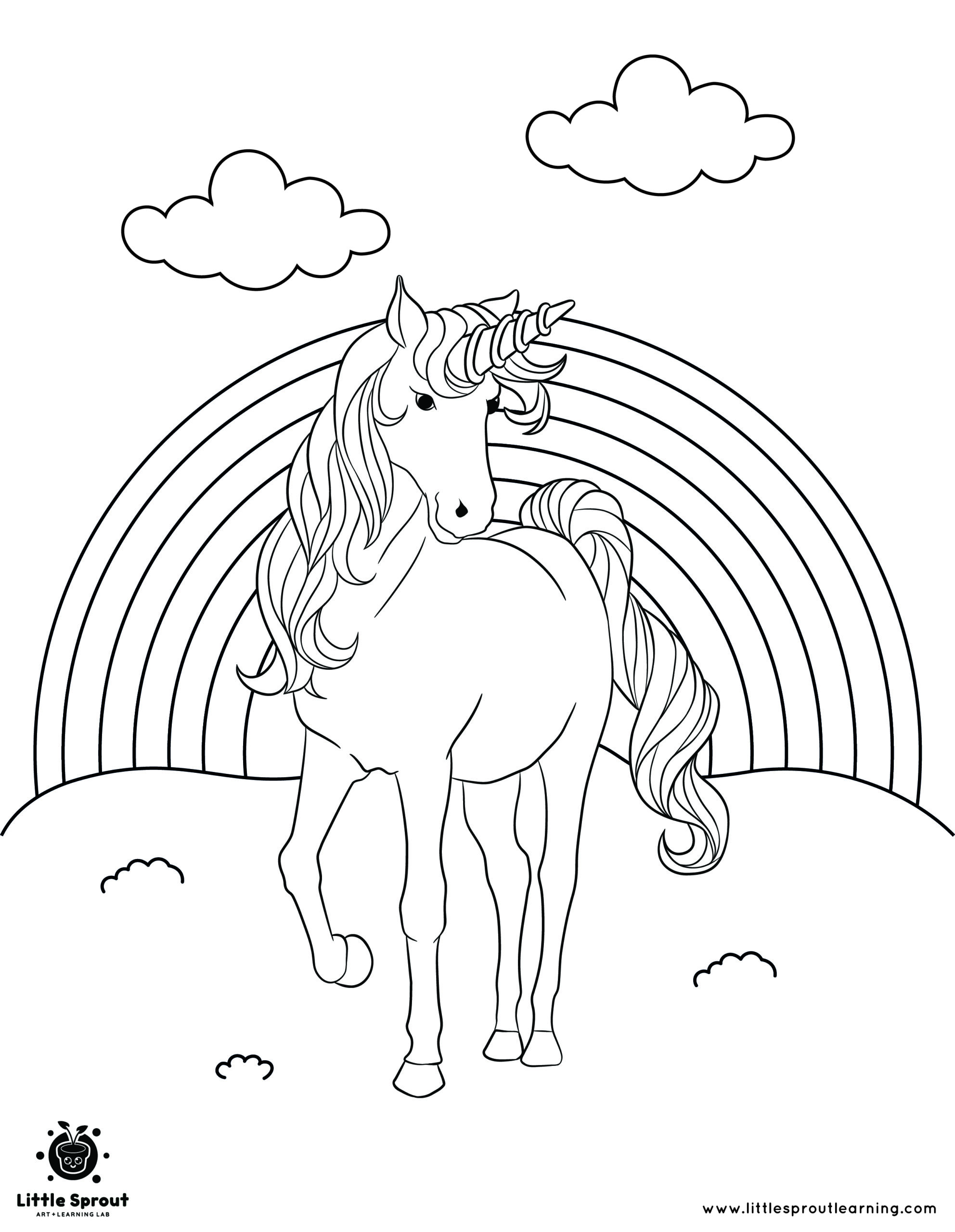 Unicorn Coloring Page in a Field