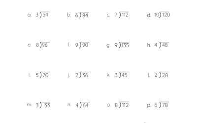 Grade 4 Long Division – Dividing 2 Digit Numbers – 1 Digit – No Remainders
