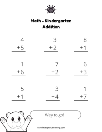 Kindergarten Addition Worksheet Single Digit Stacked Addition 1 9 scaled 1