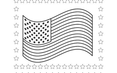 United States Flag and Stars Coloring Sheet