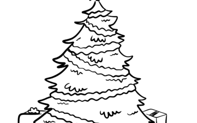 Christmas Tree and Presents Coloring Page