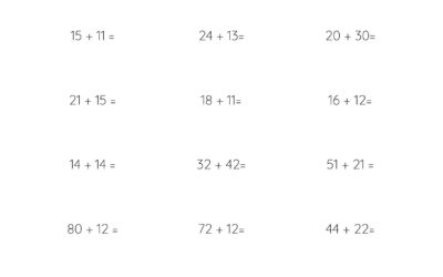 2 Digit Addition Mental Math Worksheet – No Carrying