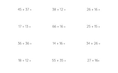 Mental Math Worksheet – 2 Digit with Carrying