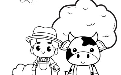 Top Farmer and Cow Coloring Page
