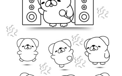 Dance Party Pug Coloring Page