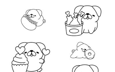 Eating Contest Pugs Coloring Page