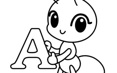 A is for Ant Alphabet Coloring Page