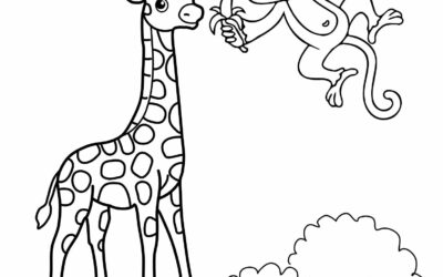 Friendship Giraffe Coloring Page