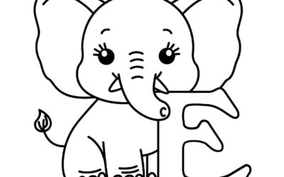 E is for Elephant Alphabet Coloring Page