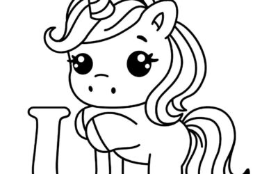 U is for Unicorn Alphabet Coloring Page