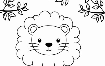 Lion in the Trees Coloring Page