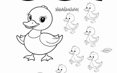Mama Duck and Duckling Coloring Page 2