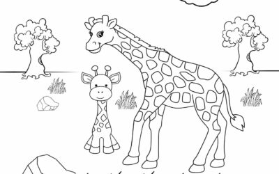 Mama and Baby Giraffe Coloring Page