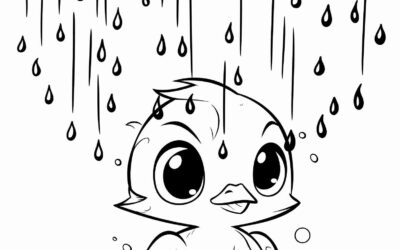 Rainy Duck Coloring Page