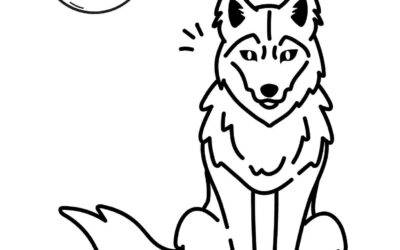 Sitting Wolf Coloring Page
