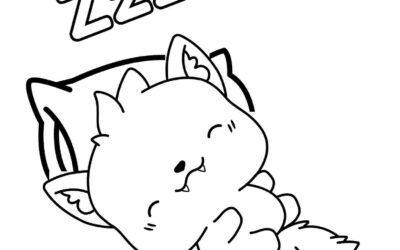 Sleeping Wolf Pup Coloring Page