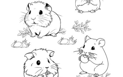 Snacking Hamsters Coloring Page
