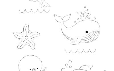 Tracing Marine Life Shapes Coloring Page