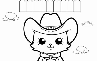 Cowboy Kitty Cat Coloring Page