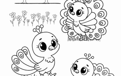 Cute Peacocks Coloring Page