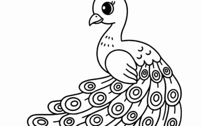 Easy Peacock Coloring Page