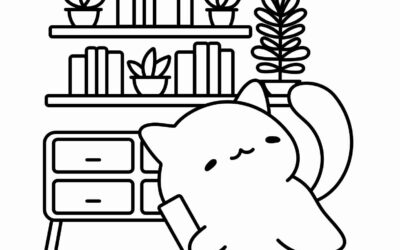 Kawaii Cat Coloring Page