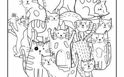 Kawaii Cats Coloring Sheet