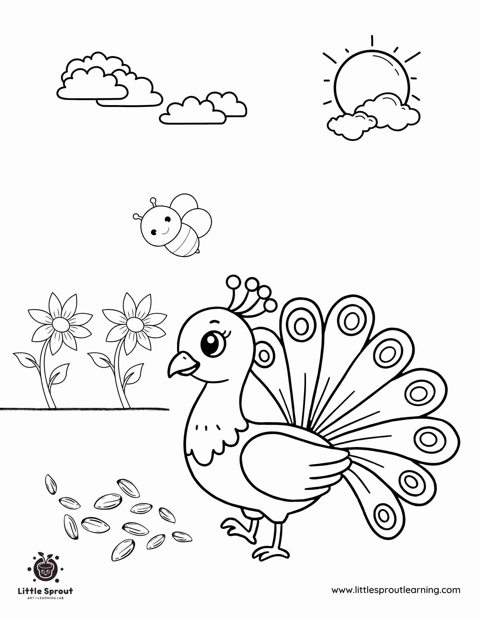 Peacock Coloring Page Little Sprout Art Learning Lab Peacock Coloring Page Little Sprout Art Learning Lab