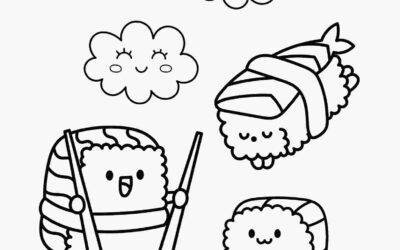 Sushi Kawaii Food Coloring Page