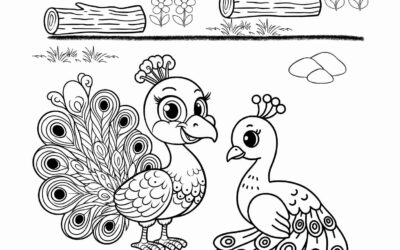 Two Peacocks Coloring Page