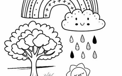 Happy Flower Rainbow Coloring Page