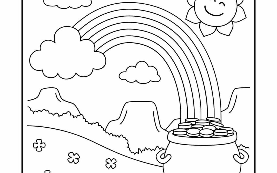 Pot of Gold Rainbow Coloring Page