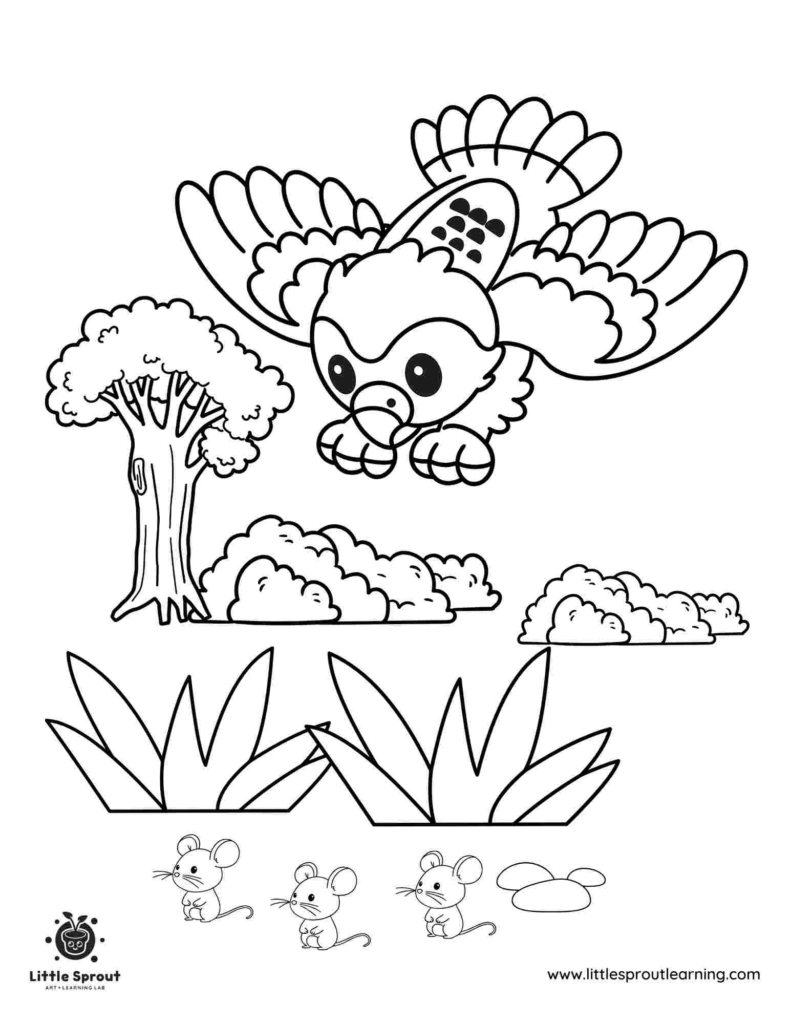 Cute Hunting Eagle Coloring Page