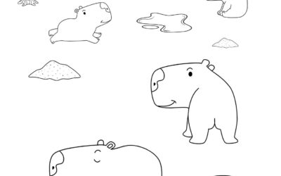 Group of Capybaras Coloring Page